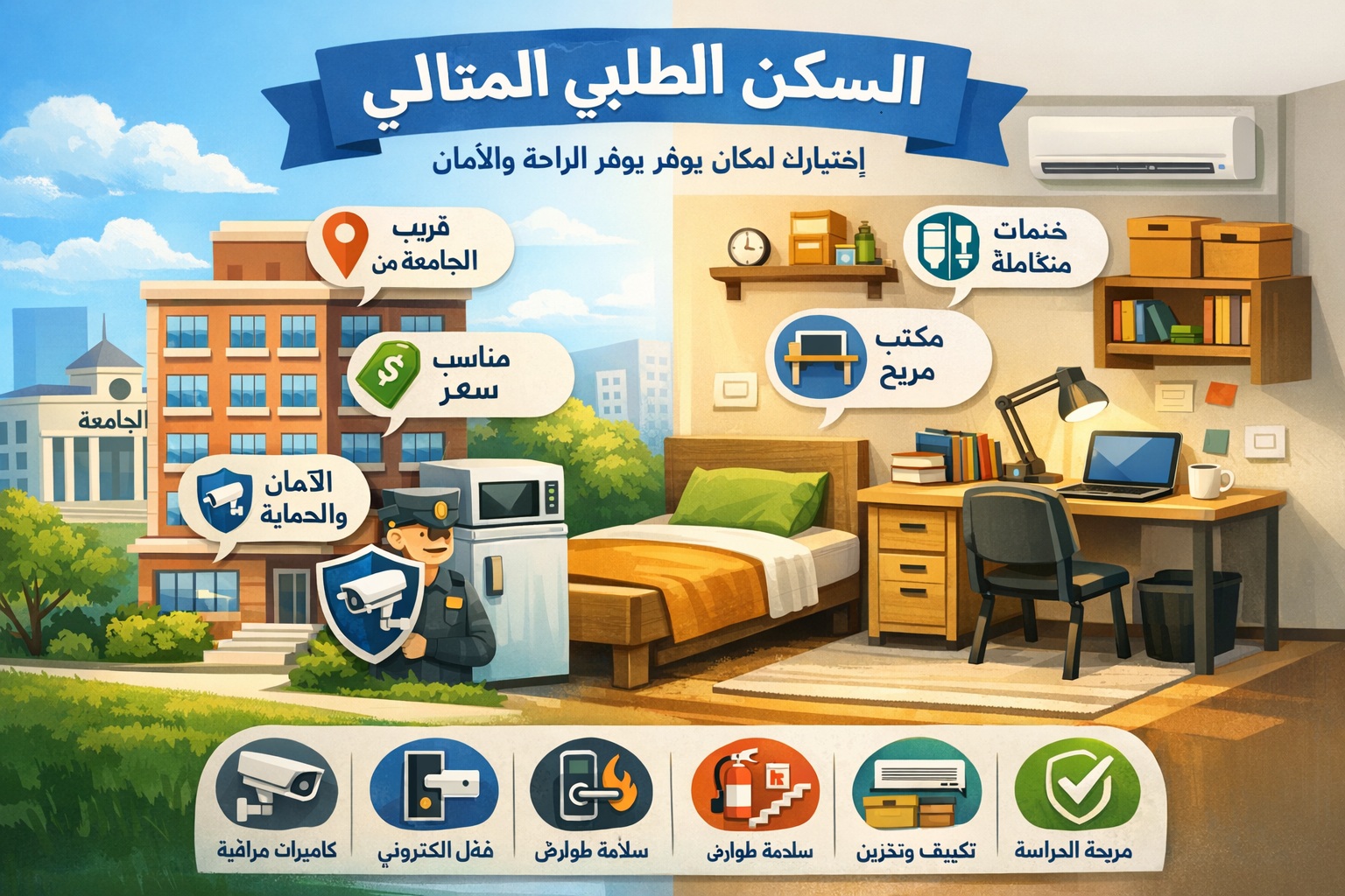 أسس اختيار سكن طلابي مناسب رووعه